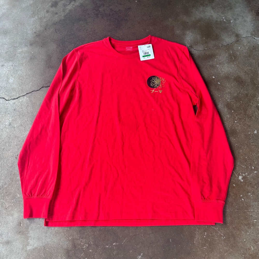 Puma MC Colors Tee Mens Large Red New Japanese Graphic Long Sleeve Shirt